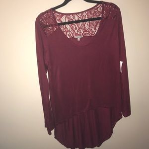Maroon tunic with bell sleeves